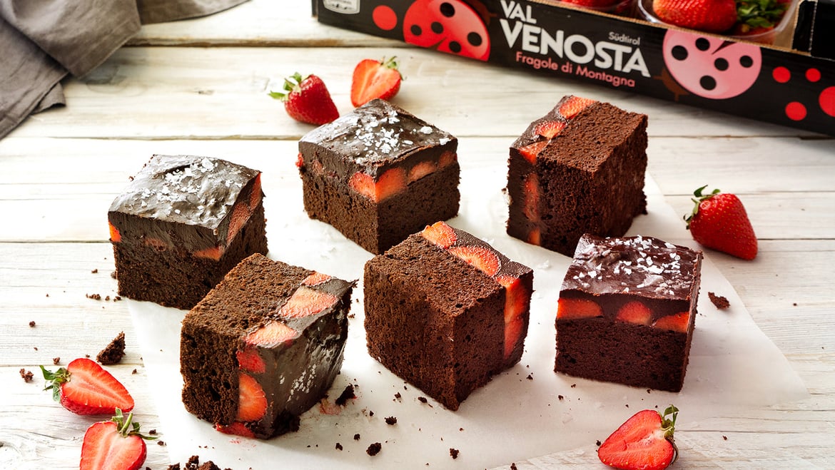 Brownies<br>al cioccolato e fragole