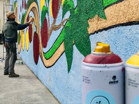 Kunstaktion mit dem Street-Art-Künstler „Cibo“
