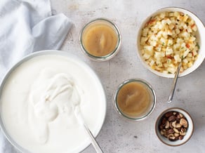 Ricotta cream<br>with duet of Pinova apple