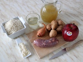 Risotto alla mela Red Delicious,<br>salsiccia e noci