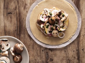 Galletta con mele Braeburn,<br>funghi ed erbe