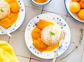Vanillesoufflé mit karamellisierten Marillen