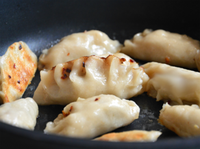 Gyoza con manzanas Red Delicious y carne de cerdo