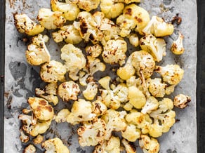 Cauliflower hummus with caramelized Golden Delicious apples