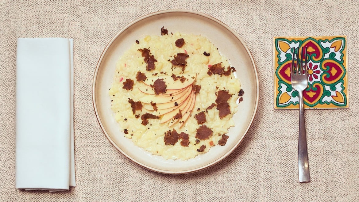 Risotto alla Pinova Val Venosta con tartufo d’Alba