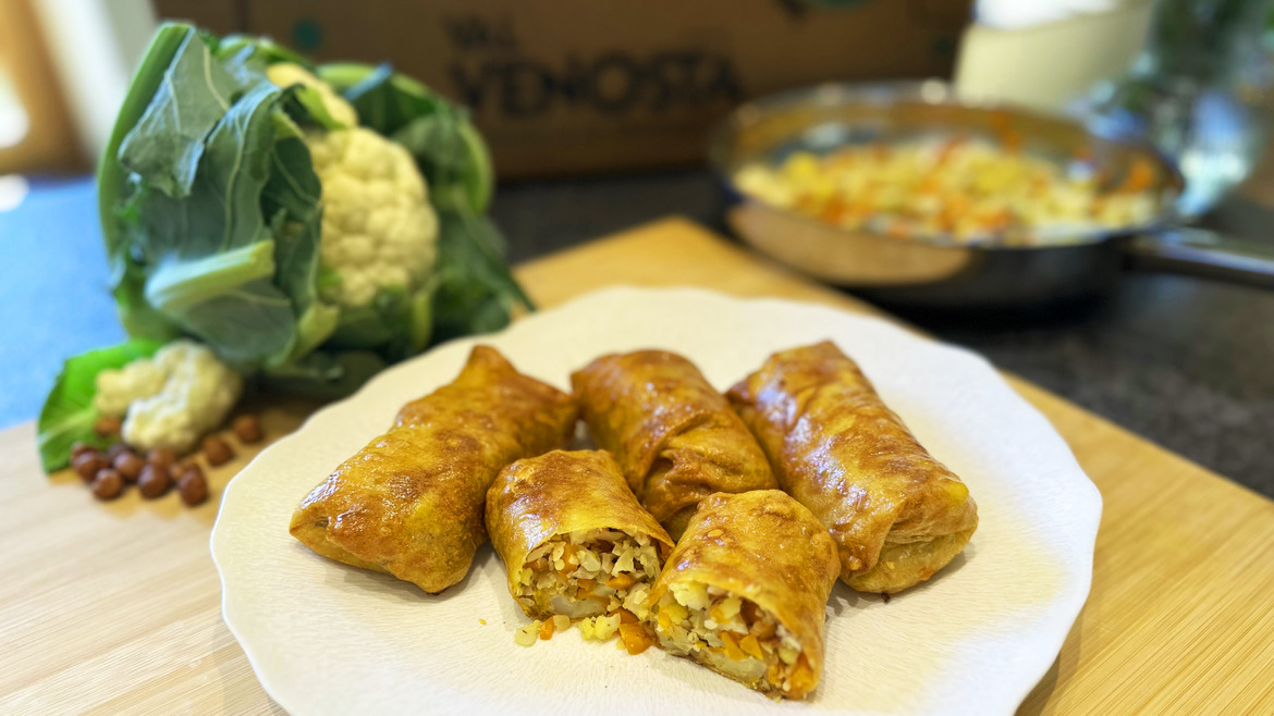 Involtini di carta di riso con cavolfiore della Val Venosta